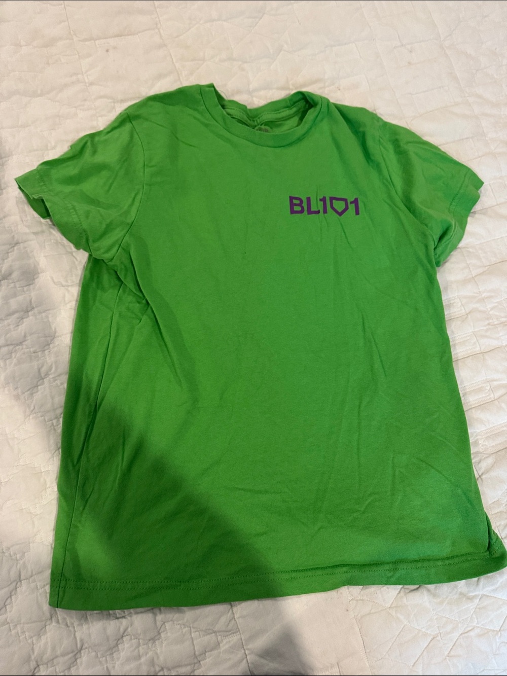 Bright Green Kids Short Sleeve Tee with Purple Logo